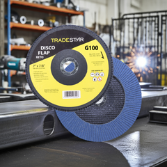 Disco Flap 180 mm G100 Fibra Reto Azul Aço e Inox Tradestar