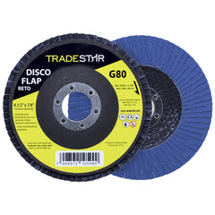 Disco Flap 115 mm G80 Fibra Reto Azul Aço e Inox Tradestar