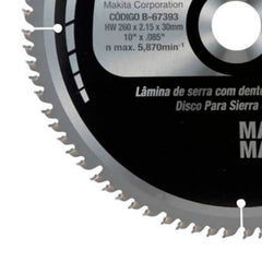 Disco Serra 80 Dentes 260 mm x 30 mm B-67393 Makita