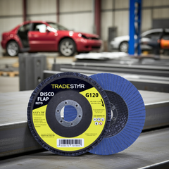 Disco Flap 115 mm G120 Fibra Reto Azul Aço e Inox Tradestar