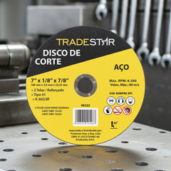 Disco de Corte 180 x 3 mm Furo 7/8" mm Metal Tradestar