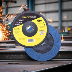 Disco Flap 180 mm G60 Fibra Cônico Azul Aço e Inox Tradestar