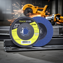 Disco Flap 115 mm G100 Fibra Conico Azul Aço e Inox Tradestar