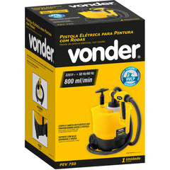 Pistola Elétrica para Pintura com Rodas PEV 750 390W 220V Vonder Pulverizadora 1,8/2,6mm HVLP