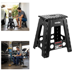 Banqueta Plástica Dobrável Preta Altura 450 mm - Vonder - Guimepa