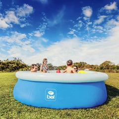 Piscina Inflável 12000L 4,57m x 91cm Redonda Bel Lazer PVC Reforçado Azul Anel Superior Kit Reparo