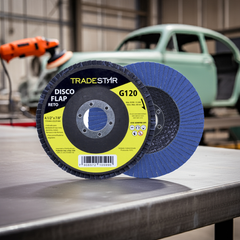 Disco Flap 115 mm G120 Fibra Reto Azul Aço e Inox Tradestar
