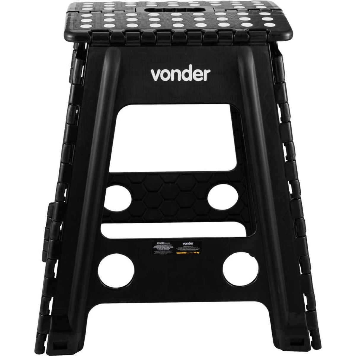 Banqueta Plástica Dobrável Preta Altura 450 mm - Vonder - Guimepa