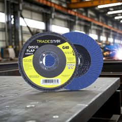 Disco Flap 115 mm G40 Fibra Cônico Azul Aço e Inox Tradestar