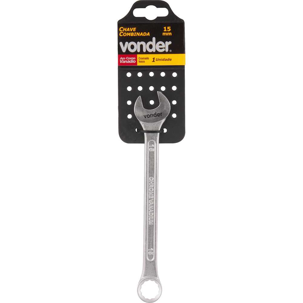 Chave combinada 15mm cromo vanádio cromada cartela Vonder
