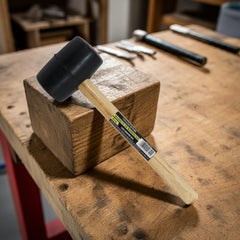 Martelo de Borracha 40 mm Preto Cabo Madeira Tradestar