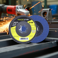 Disco Flap 115 mm G100 Fibra Conico Azul Aço e Inox Tradestar