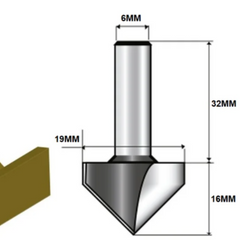 Fresa Ponta V 6mm 90° Corte 19 mm Makita