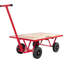 Carrinho Plataforma 250Kg 4 Rodas Maciças Compensado Aço Carbono Transporte de Carga Nove54 Vermelho