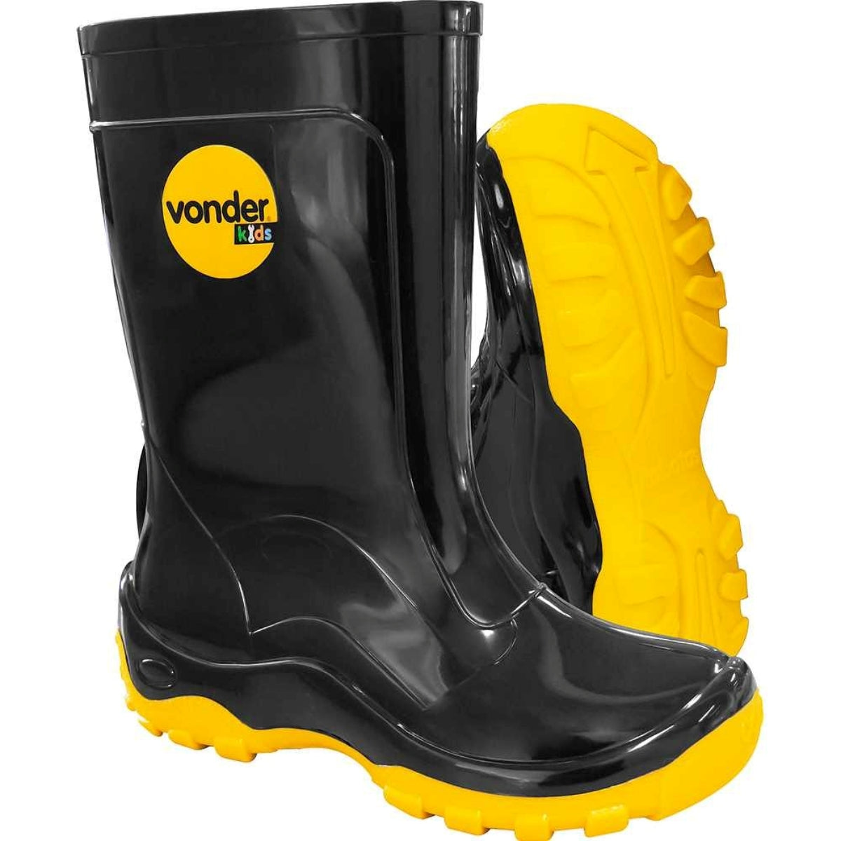 Bota Infantil Preta e Amarela Pvc c/ Forro Tam. 24/25 Vonder - Guimepa