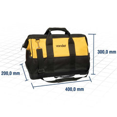 Bolsa Ferramentas Vonder BL016 Lona Reforçada 40x20x30cm 22 Bolsos 12kg Fundo Rígido Impermeável
