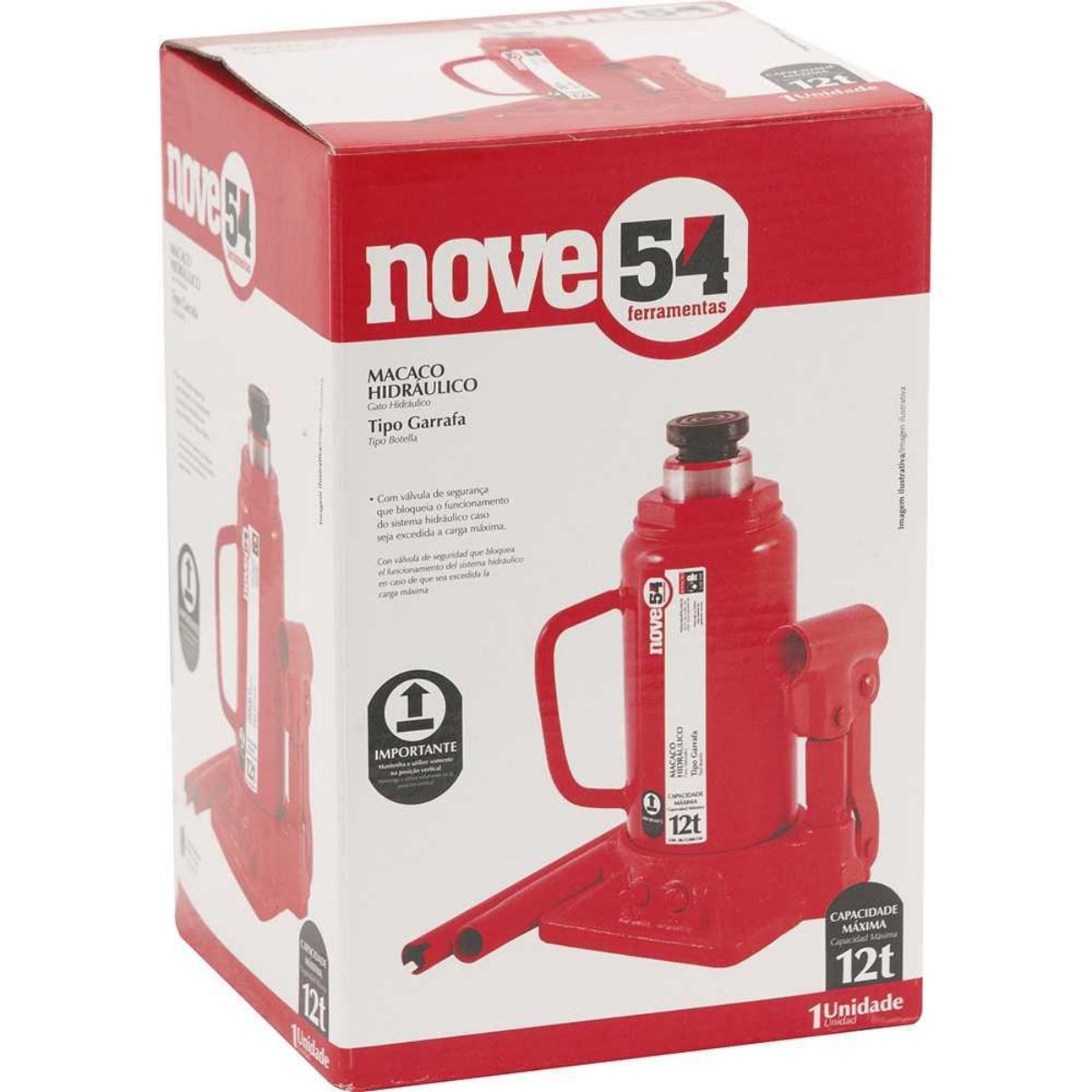 Macaco hidráulico garrafa 12 toneladas 1 estágio - Nove54 - Guimepa