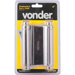 Dobradiça Vai Vem 4'' Aço Carbono Niquelado 2 Peças Vonder