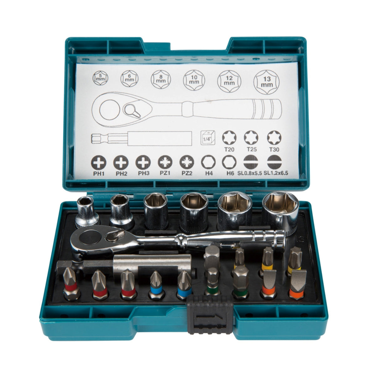 Kit de Bits e Soquetes 21 Peças com Chave Catraca B-54081 Makita