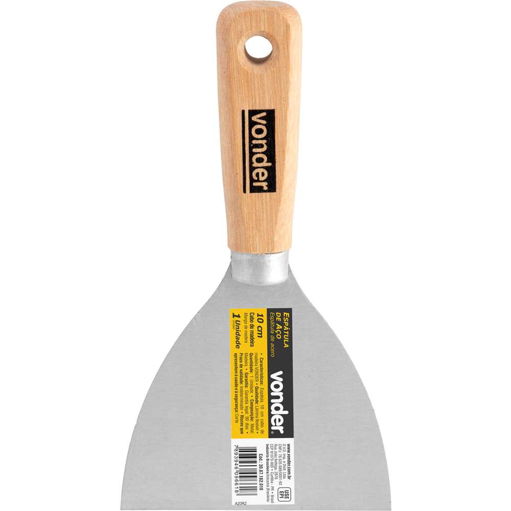 Espátula betumadeira aço carbono 4" 10cm cabo madeira Vonder