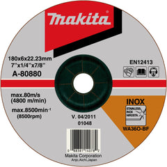 Disco de Desbaste 180 x 6 x 22.23 mm Wa36O Makita A-80880