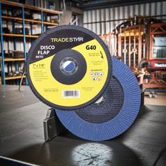 Disco Flap 180 mm G40 Fibra Reto Azul Aço e Inox Tradestar