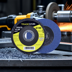 Disco Flap 115 mm G100 Fibra Reto Azul Aço e Inox Tradestar