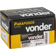 Parafuso Madeira 4,5 x 20 mm Chipboard Cabeça Flangeada Phillips 500 Peças Vonder