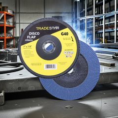 Disco Flap 180 mm G40 Fibra Conico Azul Aço e Inox Tradestar