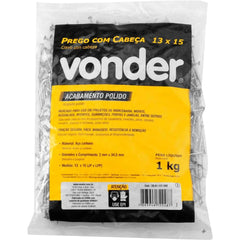 Prego com Cabeça 13 x 15" (1,1/4 x 15") Polido 1 Kg Vonder