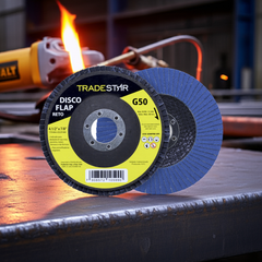 Disco Flap 115 mm G50 Fibra Reto Azul Aço e Inox Tradestar