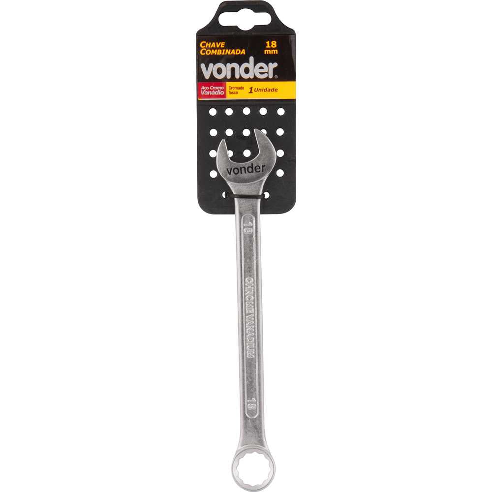 Chave combinada 18mm cromo vanádio cromada cartela Vonder