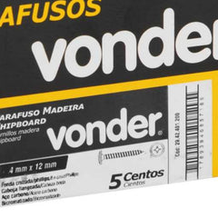 Parafuso Madeira 4,0X12 Chipboard Cabeça Flangeada Phillips 500 Peças Vonder