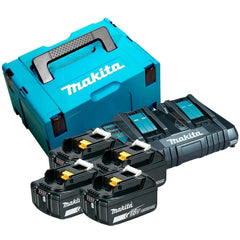 Kit Soprador DUB362Z, Chave de Impacto DTW1001, 4 Baterias BL1850B, Carregador DC18SH e Bolsa M-PAC Makita