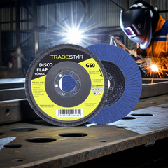 Disco Flap 115 mm G60 Fibra Cônico Azul Aço e Inox Tradestar