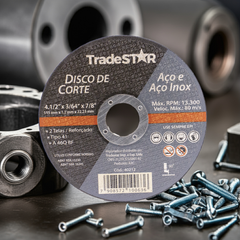 Disco de Corte 115 x 1,2 mm Furo 7/8" Aço e Inox Tradestar