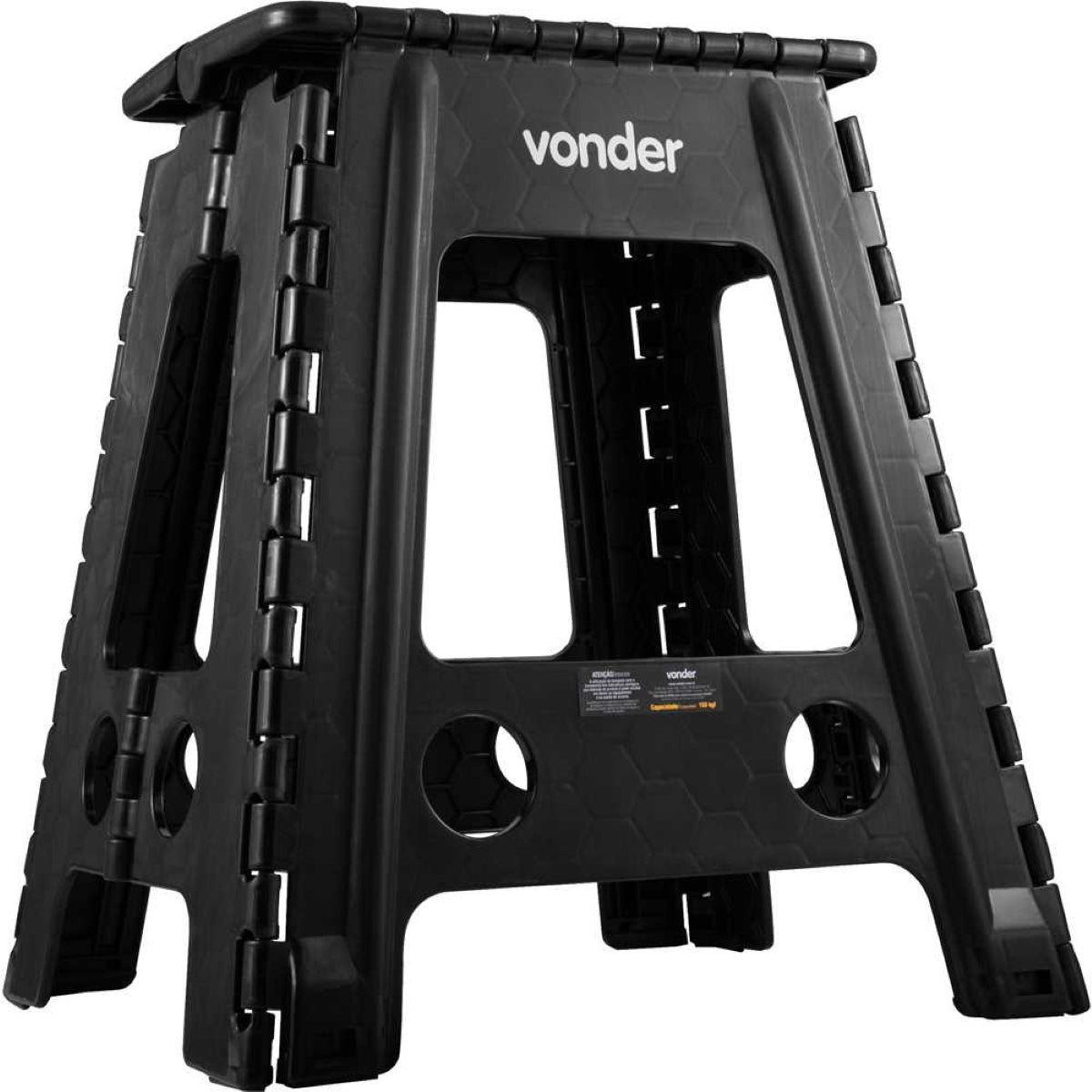 Banqueta Plástica Dobrável Preta Altura 450 mm - Vonder - Guimepa