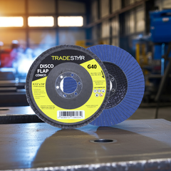 Disco Flap 115 mm G40 Fibra Cônico Azul Aço e Inox Tradestar