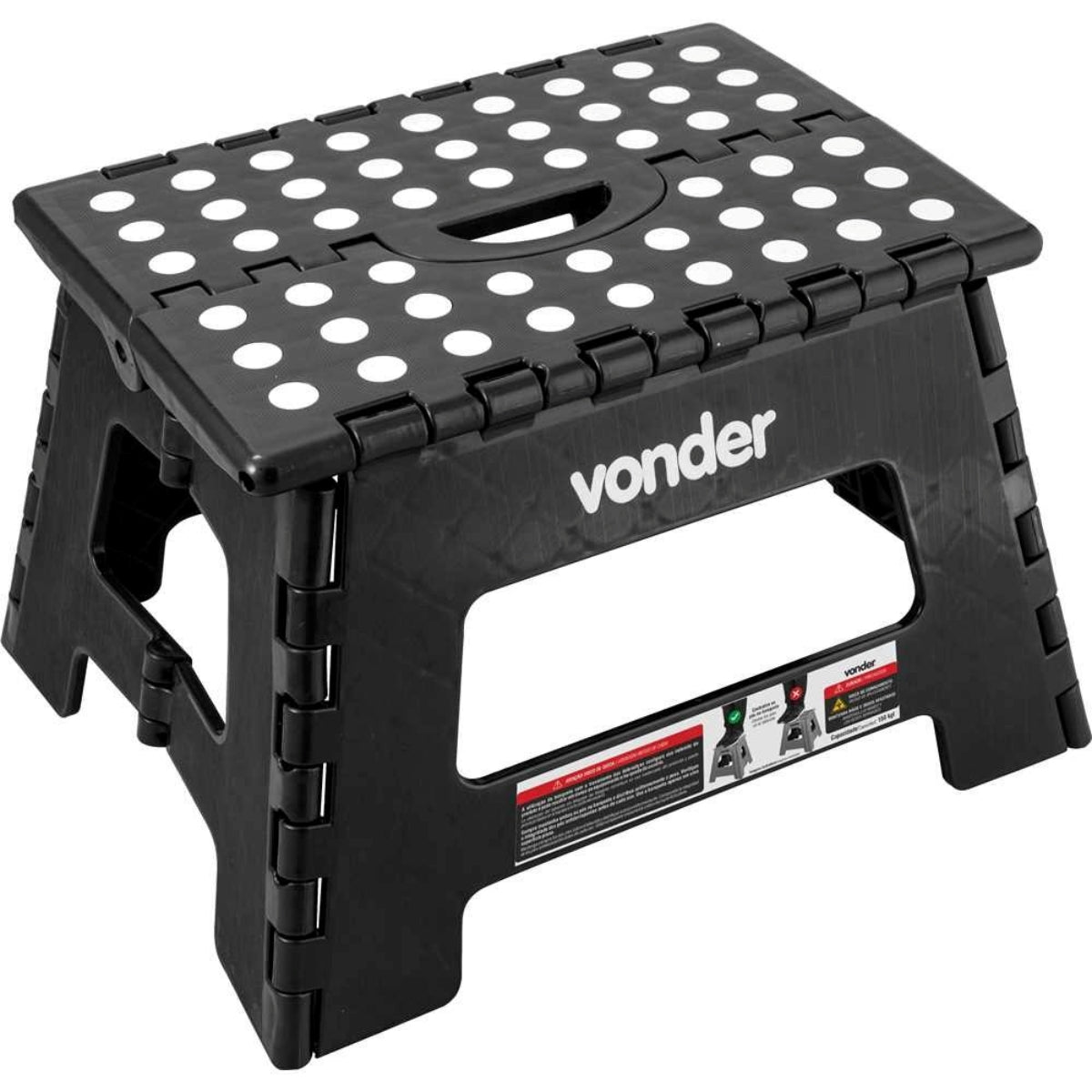 Banqueta Plástica Dobrável Preta Altura 220 mm Vonder