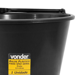 Balde Concreto 12 Litros Plástico Fundo Plano Alça Pl Vonder