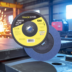 Disco Flap 180 mm G60 Fibra Reto Azul Aço e Inox Tradestar
