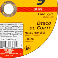 Disco de Corte 230,0X3,2X22,23 DCV Vonder