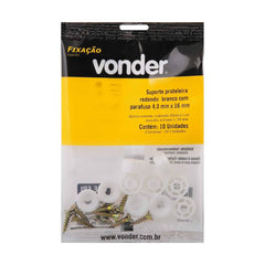 Suporte p/ Prateleira Redondo Branco 10 pçs Vonder