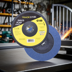 Disco Flap 180 mm G100 Fibra Cônico Azul Aço e Inox Tradestar