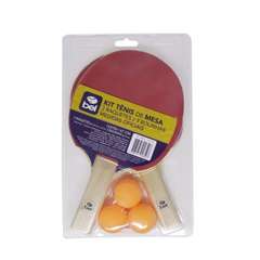 Kit com 2 raquetes e 3 bolas para tênis de mesa - Bel Sports