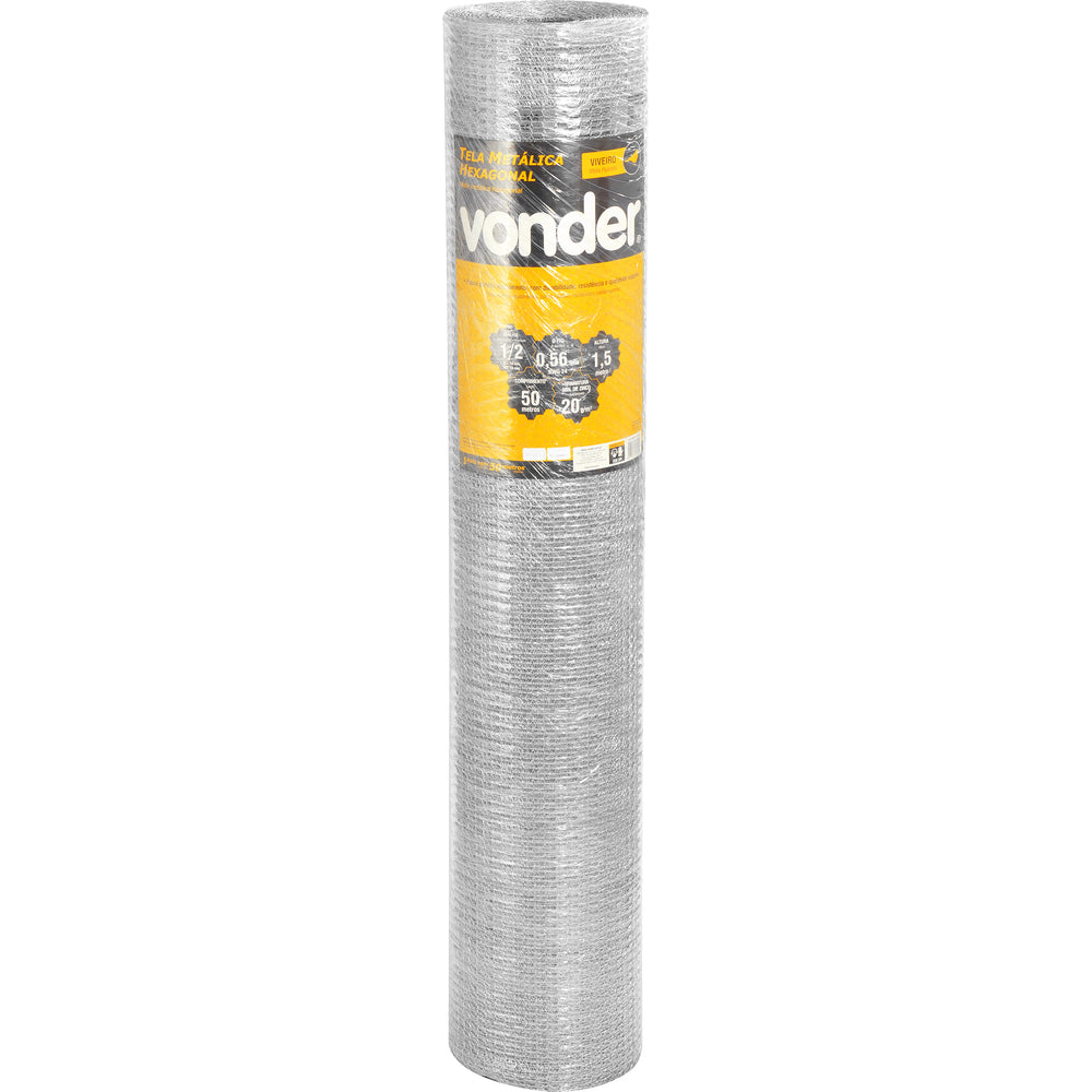 Tela Metálica Hexagonal Malha 1/2  24 Bwgx1,5m Com 50m Vivei