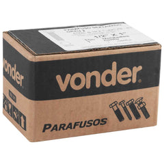 Parafuso Sextavado Zincado 1/2" x 1" Rosca Total Grossa UNC 100 Peças Aço G2 Vonder Caixa Cento