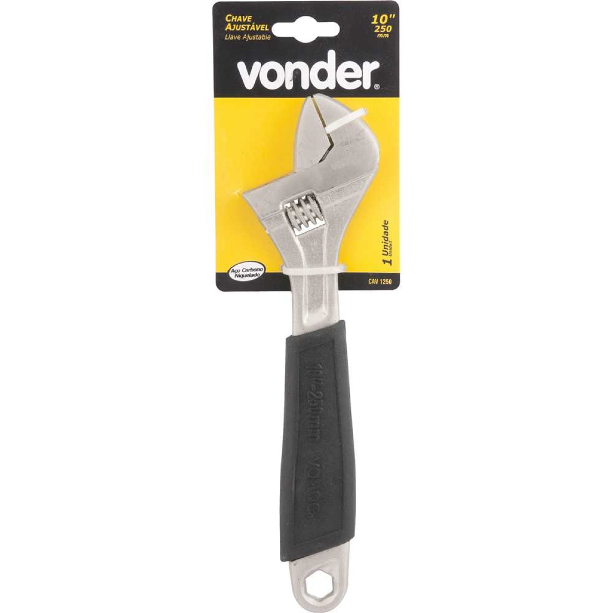 Chave inglesa ajustável 10" aço carbono niquelada Vonder - Guimepa