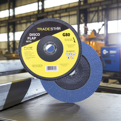Disco Flap 180 mm G80 Fibra Reto Azul Aço e Inox Tradestar