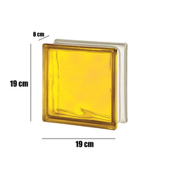 Tijolo de Vidro 19 x 19 x 8 CM Amarelo Translúcido 06 Unidades Tradestar